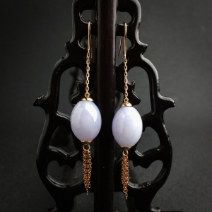 18K金镶糯种紫罗兰翡翠耳坠