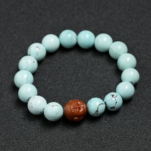 绿松南红佛公单圈手串