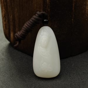 和田白玉观音吊坠