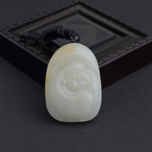 和田青白玉弥勒佛吊坠