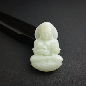 和田白玉观音吊坠