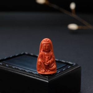 MOMO橘红珊瑚观音吊坠