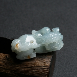 糯种蓝水翡翠貔貅挂件