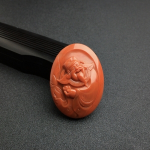 柿子红南红财神吊坠