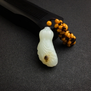 山料青白玉大白菜吊坠