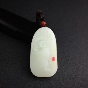 山料青白玉福在眼前吊坠