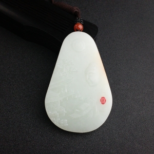 山料青白玉山水意境吊坠