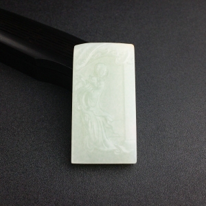 山料青白玉美女吊坠