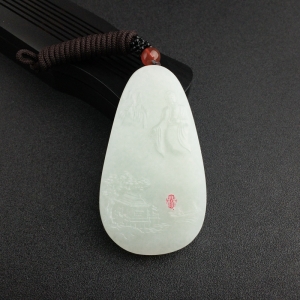 山料青白玉山水意境吊坠