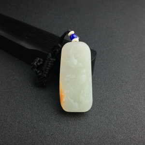 俄料青白玉山流水料喜上眉梢吊坠