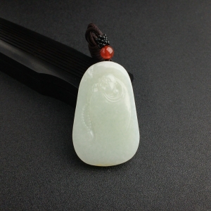 俄料青白玉山料福在眼前吊坠