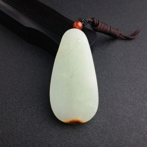 俄料青白玉山流水料山水意境吊坠