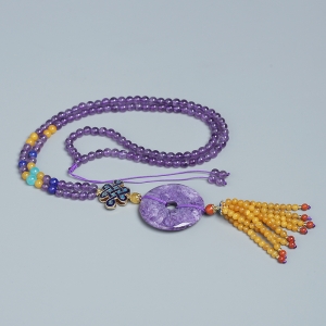 紫水晶配紫龙晶吊坠项链