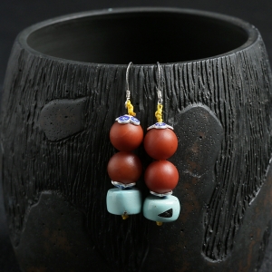 10mm保山南红绿松耳坠