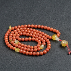 保山柿子红南红108佛珠