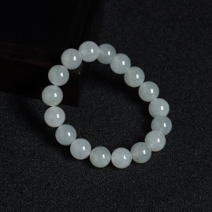 糯冰种浅绿翡翠圆珠手串