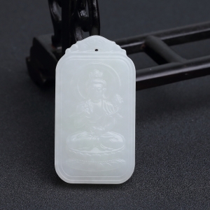 俄料白玉山料大势至菩萨吊坠