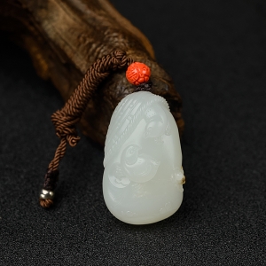 新疆和田白玉籽料安居乐业吊坠