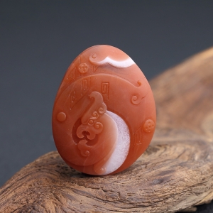 柿子红南红古凤吊坠