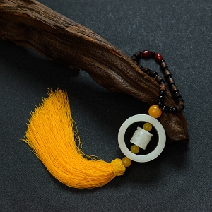 俄料白玉山料兽面车挂