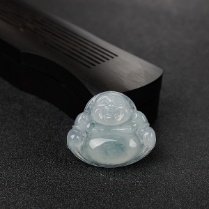 糯冰种飘花翡翠佛吊坠