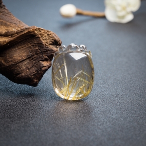 钛金发晶辟邪进宝吊坠