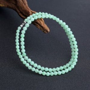 5.5mm糯种浅绿翡翠项链