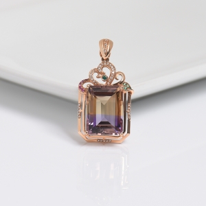 18K镶钻紫黄晶吊坠