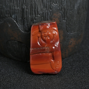 铁皮包浆南红财神吊坠