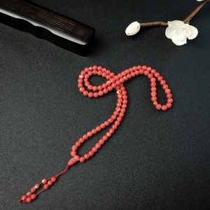 6mmMOMO橘红珊瑚108佛珠