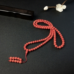 7mmMOMO橘红珊瑚108佛珠