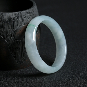 61.5#冰糯种飘绿花翡翠平安镯