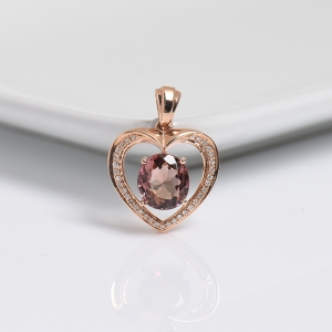 18K金镶钻碧玺吊坠