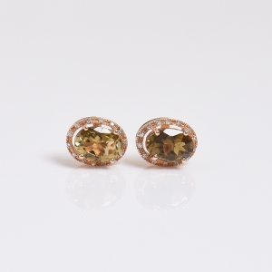 18K金镶钻碧玺耳钉