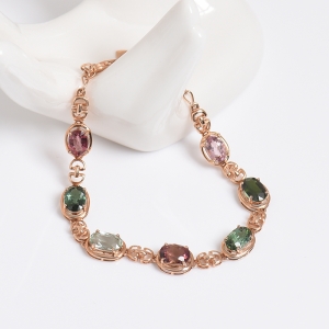 18K金镶钻碧玺手链