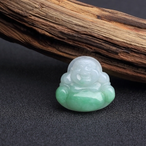 糯种飘翠翡翠弥勒佛吊坠