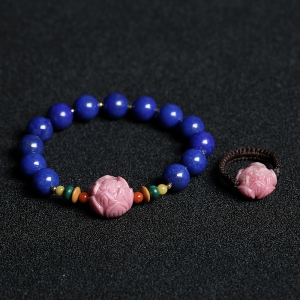 紫蓝色青金石随形单圈手串