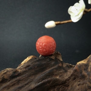 柿子红南红回纹珠