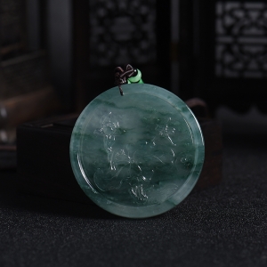 冰种飘花翡翠亭亭玉立吊坠