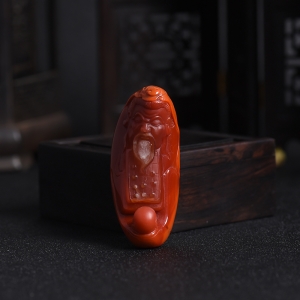 柿子红南红博弈吊坠