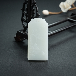 俄料白玉山料湖光山色吊坠