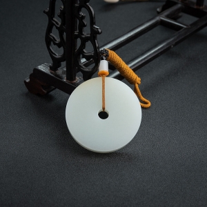 俄料青白玉山料平安扣吊坠