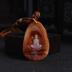 糯种红翡翡翠悟道吊坠