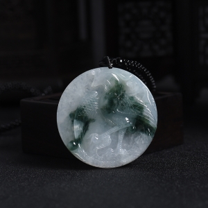 糯冰种飘花翡翠凤凰吊坠