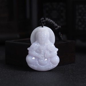 糯种紫罗兰翡翠观音吊坠