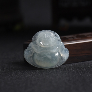 冰种浅绿翡翠弥勒佛吊坠