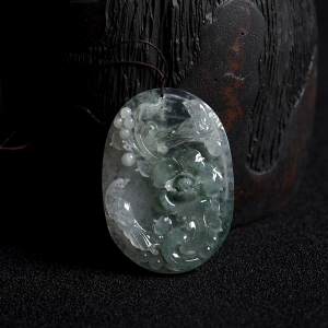 冰种飘花翡翠喜上眉梢吊坠