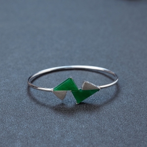 59.5#18K镶糯种翠色翡翠手镯