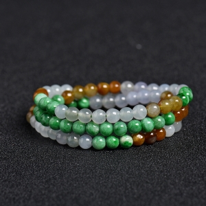 糯种三色翡翠项链