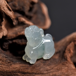 糯冰种飘花翡翠旺财吊坠